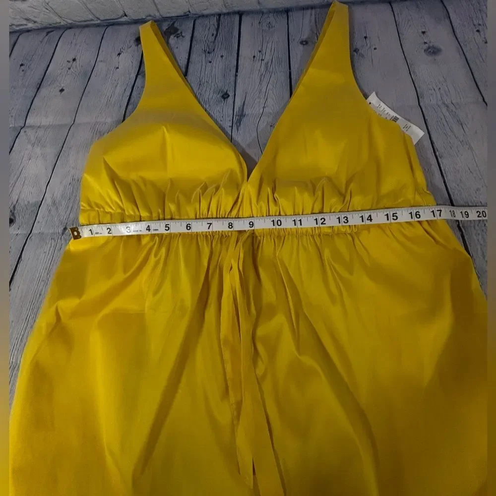 J Crew Collection Yellow Bowfront Sweet Formal Deep V-neck Taffeta Mini Dress 12